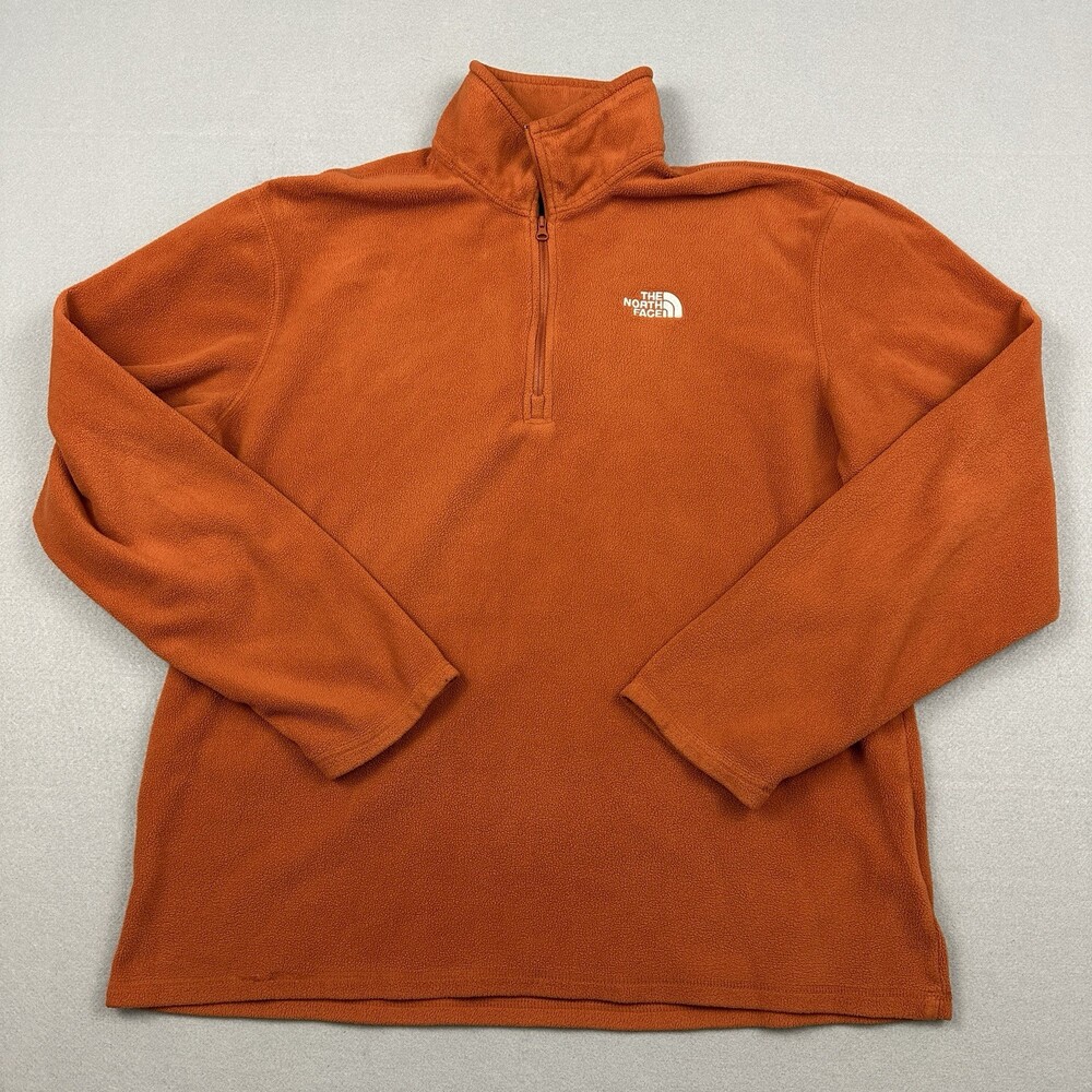 The North Face Jacket Men Medium Orange Solid 1/4 Zip Fleece Outdoor Hiking M
